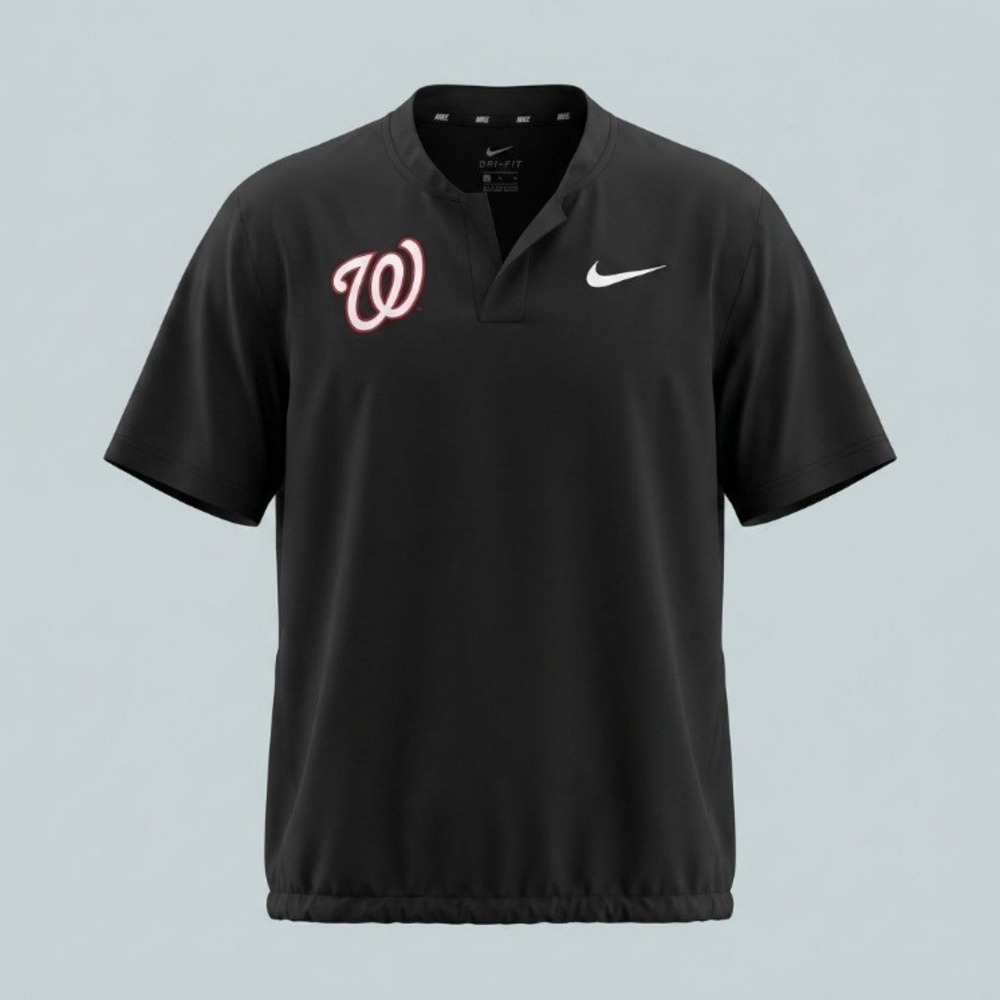 Nike Washington Nationals MLB Short Sleeve Windshirt Black Mens Large Dri-FIT - Picture 1 of 9